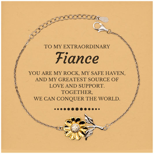 Fiance Sunflower Bracelet - Together We Can Conquer the World | Birthday & Christmas Gift
