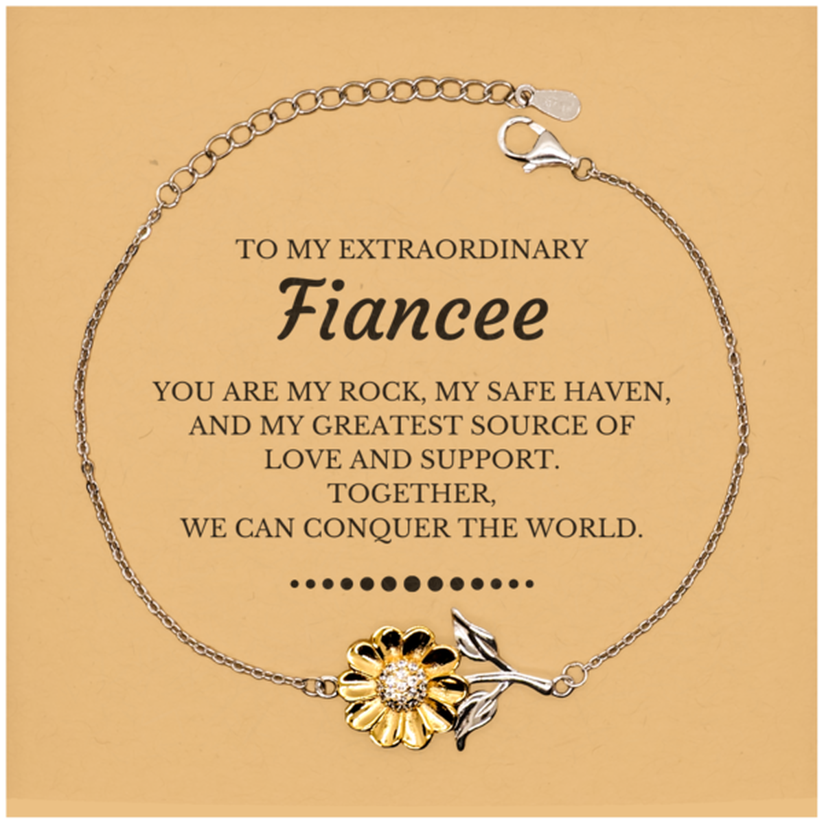 Fiancee Sunflower Bracelet - Together We Can Conquer the World | Anniversary Gift