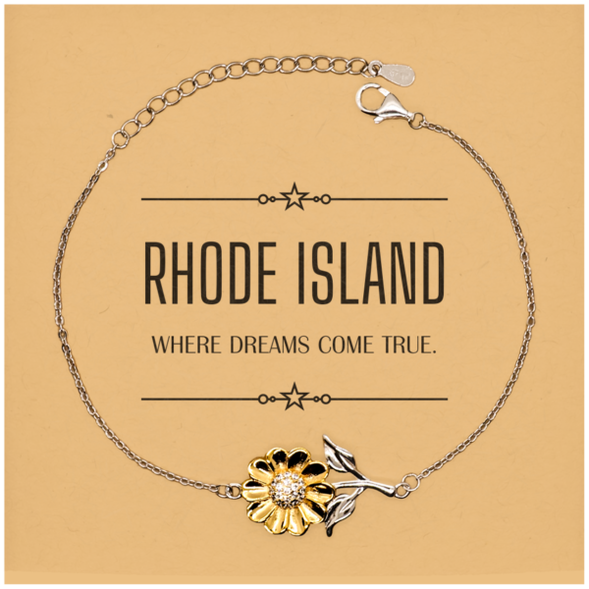 Love Rhode Island State Sunflower Bracelet, Rhode Island Where dreams come true, Birthday Christmas Inspirational Gifts For Rhode Island Men, Women, Friends