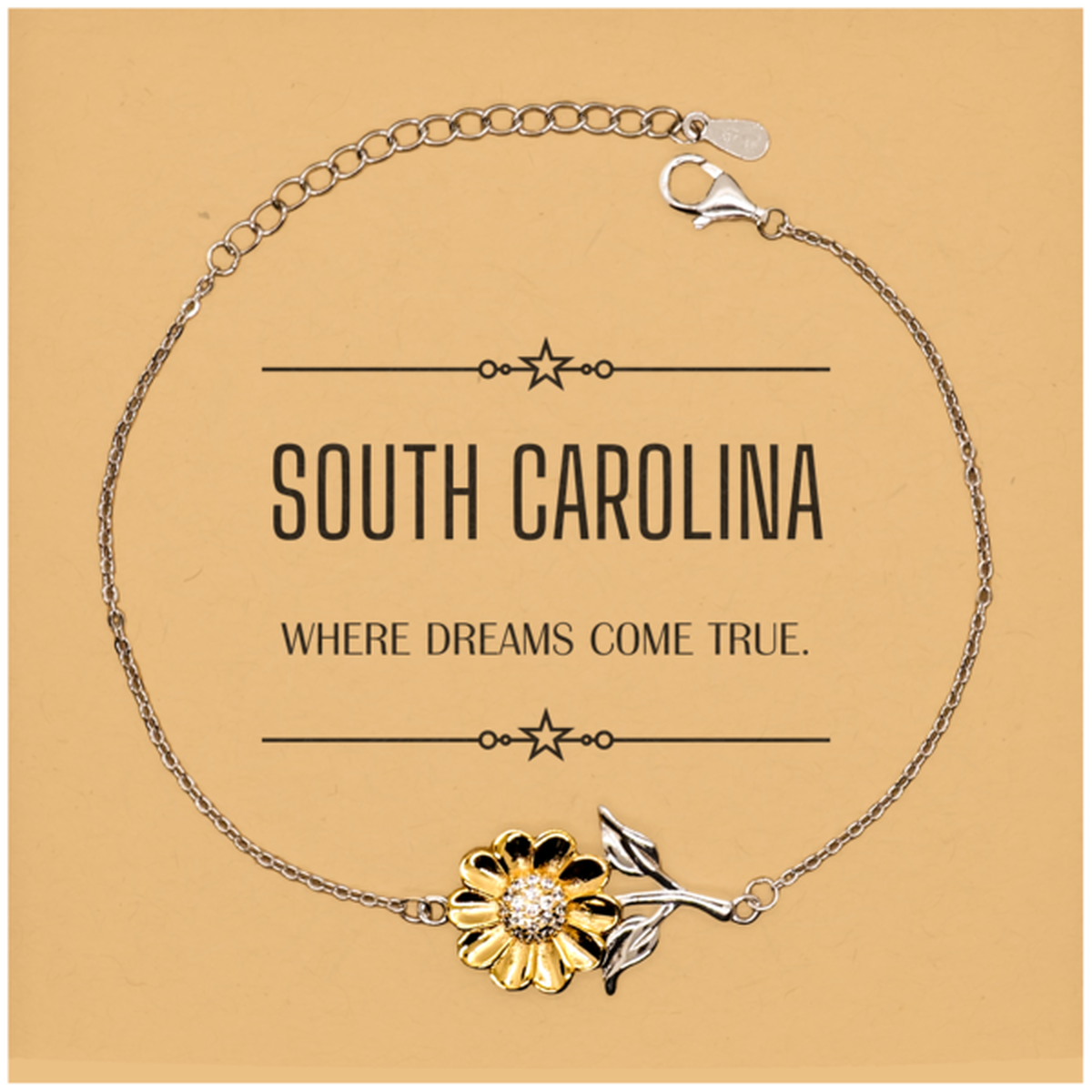South Carolina Sunflower Bracelet - Where Dreams Come True | Inspirational Gift