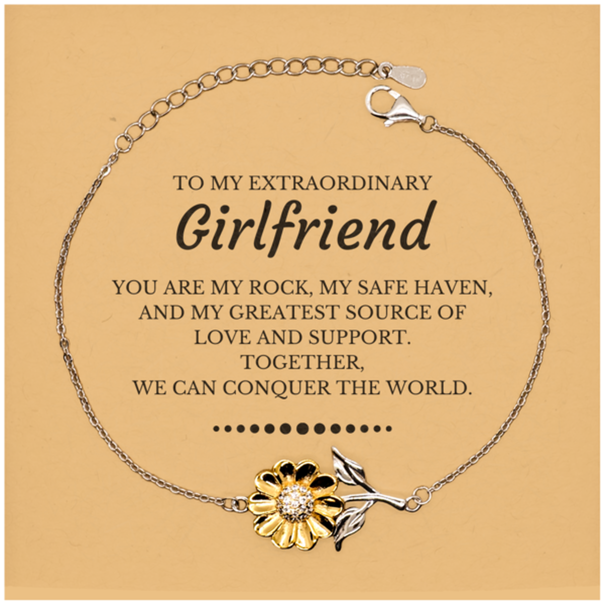 Girlfriend Sunflower Bracelet - Together We Can Conquer The World | Valentine's Day Gift