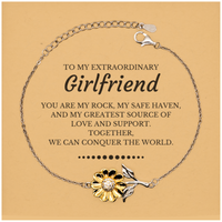 Load image into Gallery viewer, Girlfriend Sunflower Bracelet - Together We Can Conquer The World | Valentine&#39;s Day Gift
