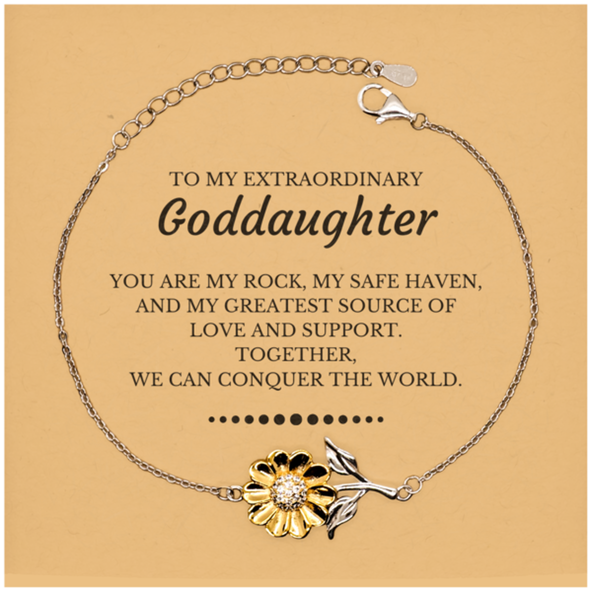 Goddaughter Sunflower Bracelet - Together We Can Conquer the World | Birthday Christmas Gift