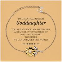 Load image into Gallery viewer, Goddaughter Sunflower Bracelet - Together We Can Conquer the World | Birthday Christmas Gift
