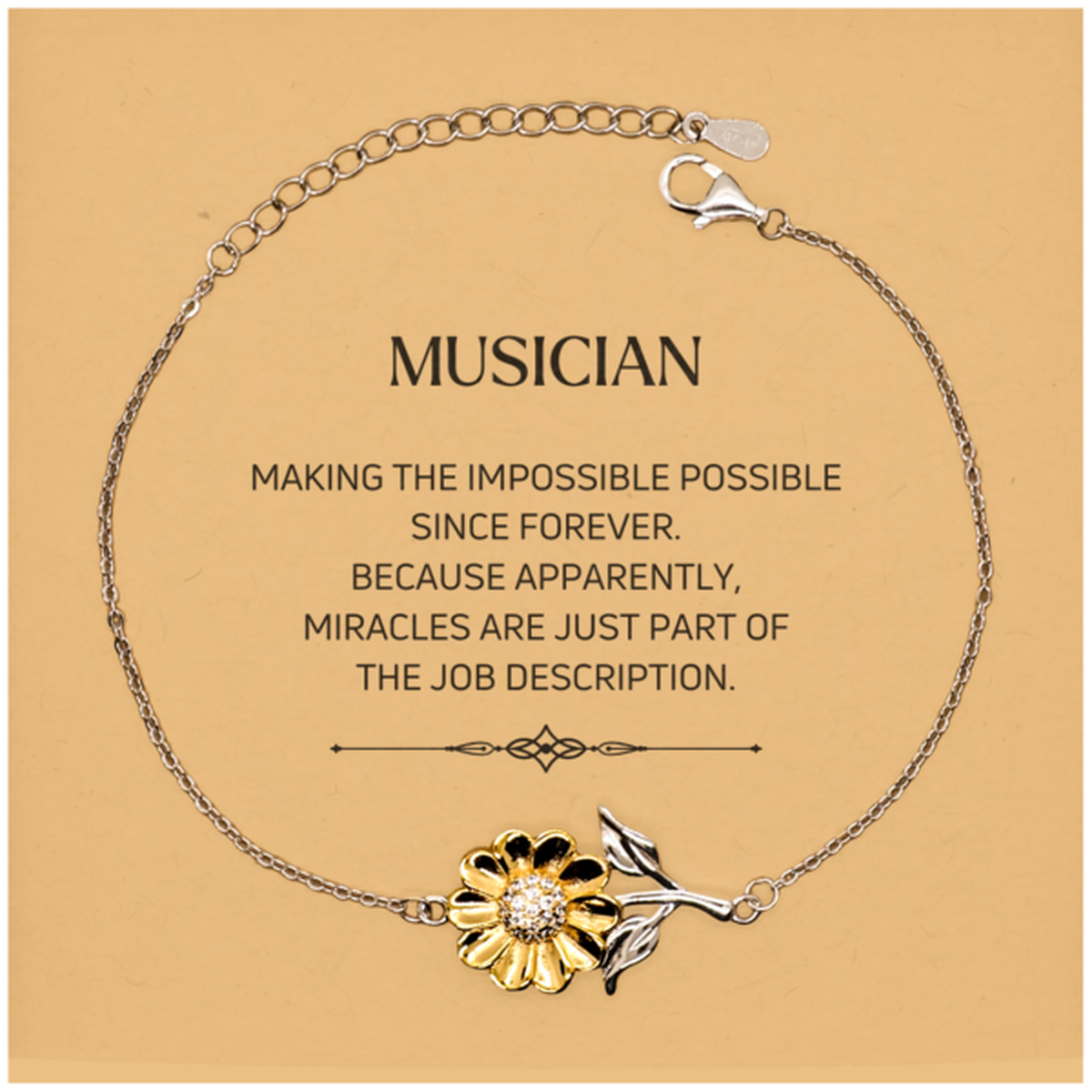 Musician Sunflower Bracelet - Miracles are just part of the job description | Inspirational Gift