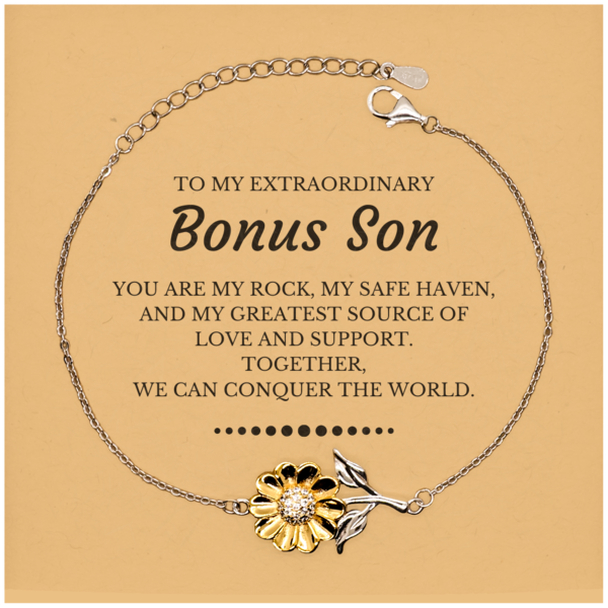Bonus Son Sunflower Bracelet - Together, We Can Conquer the World | Birthday & Christmas Gift