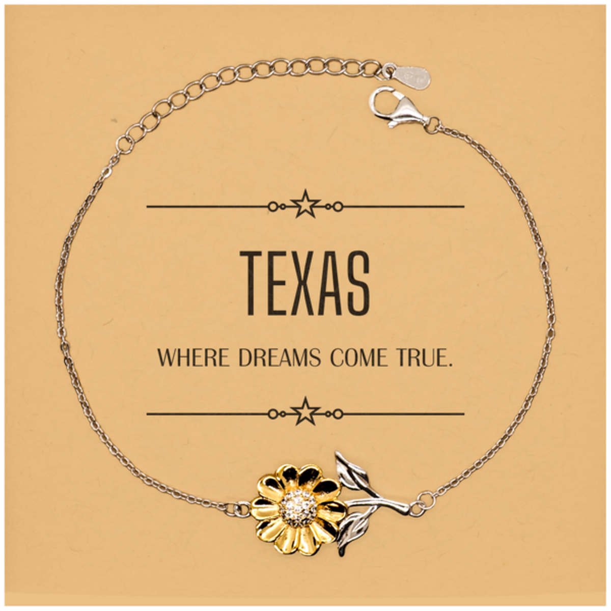 Love Texas State Sunflower Bracelet, Texas Where dreams come true, Birthday Christmas Inspirational Gifts For Texas Men, Women, Friends