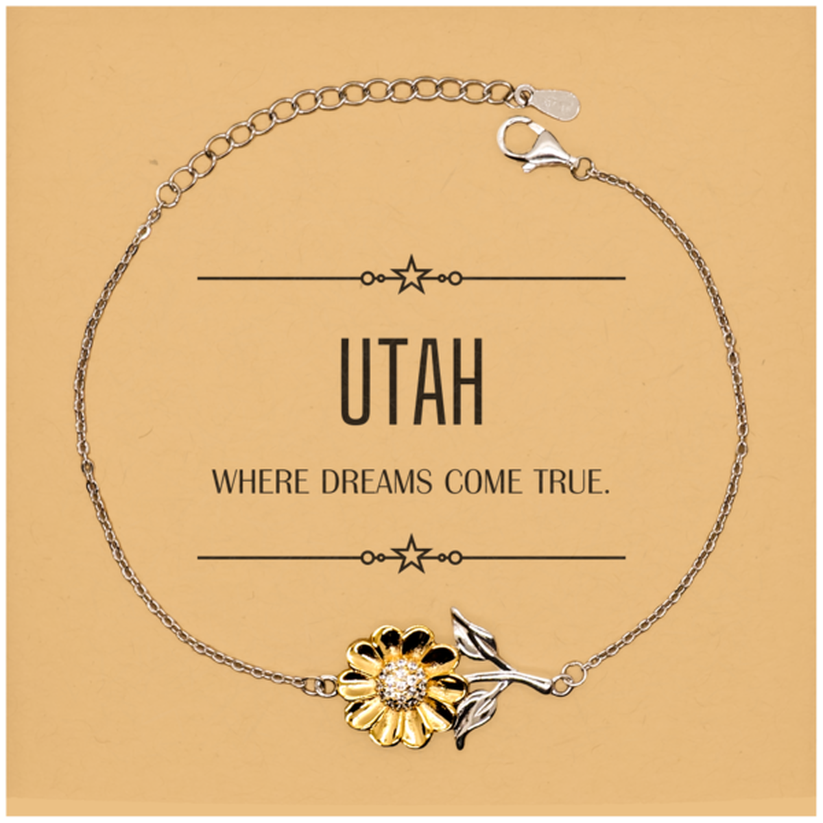 Love Utah State Sunflower Bracelet, Utah Where dreams come true, Birthday Christmas Inspirational Gifts For Utah Men, Women, Friends