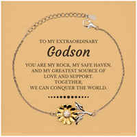 Load image into Gallery viewer, Godson Sunflower Bracelet - Together We Can Conquer The World | Birthday &amp; Christmas Gift
