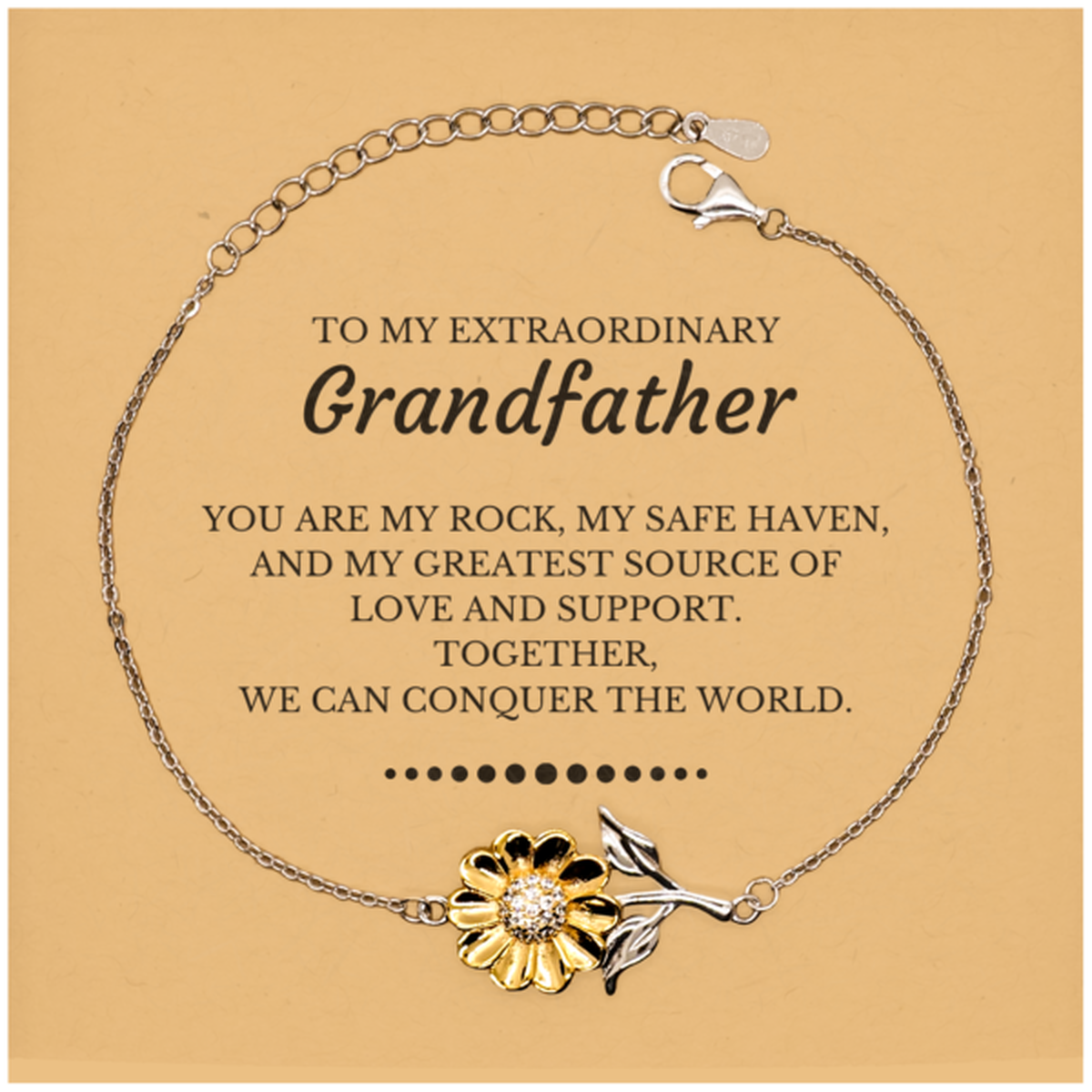 Grandfather Sunflower Bracelet - Together We Can Conquer The World | Birthday & Christmas Gift