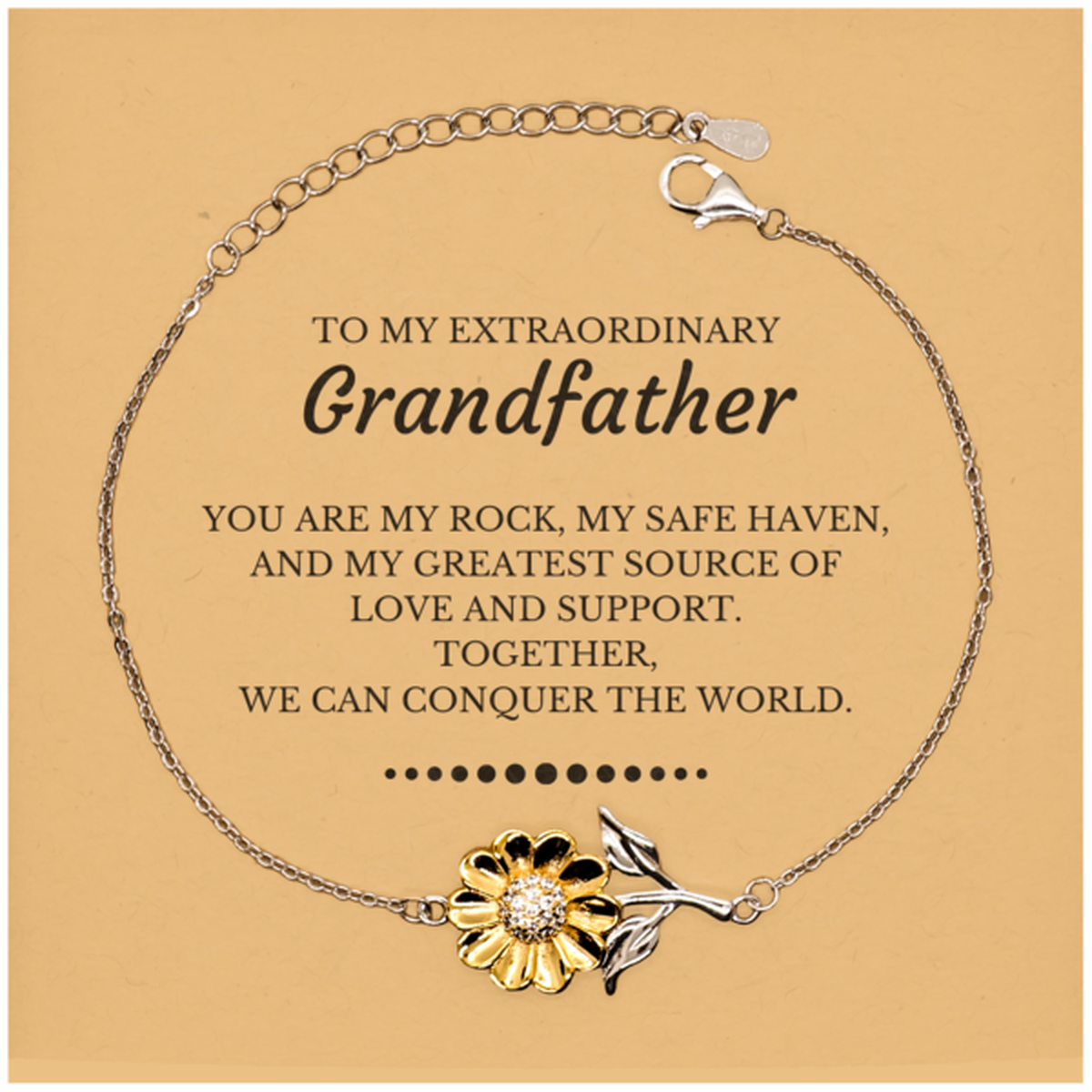 To My Extraordinary Grandfather Gifts, Together, we can conquer the world, Birthday Christmas Sunflower Bracelet For Grandfather, Christmas Gifts For Grandfather