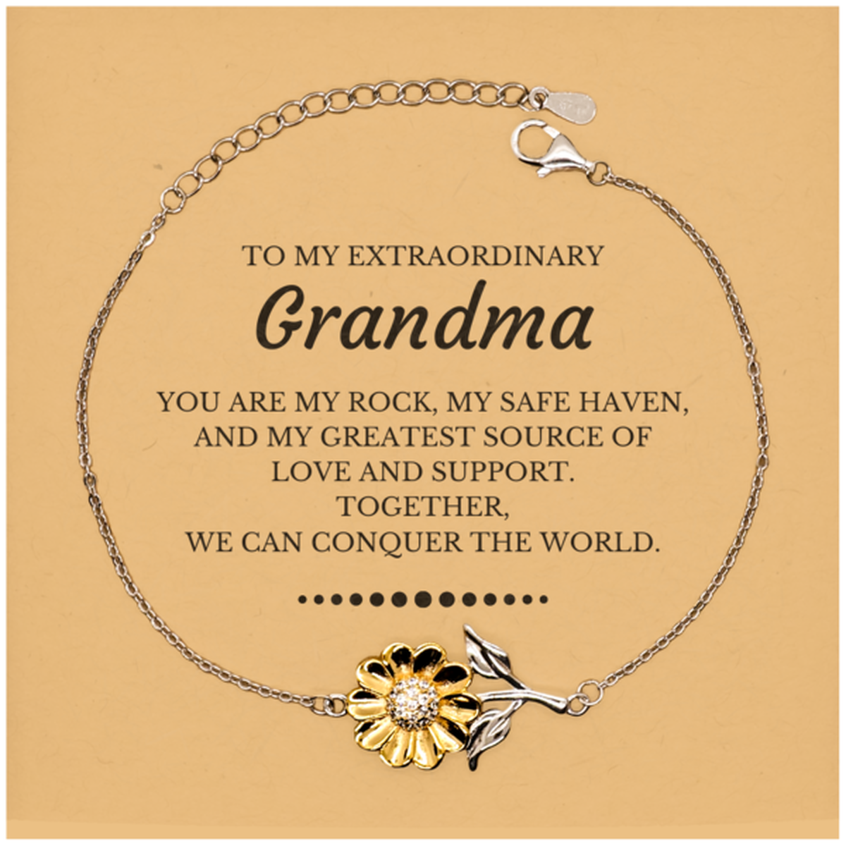 Grandma Sunflower Bracelet - Together, We Can Conquer the World | Birthday and Christmas Gift