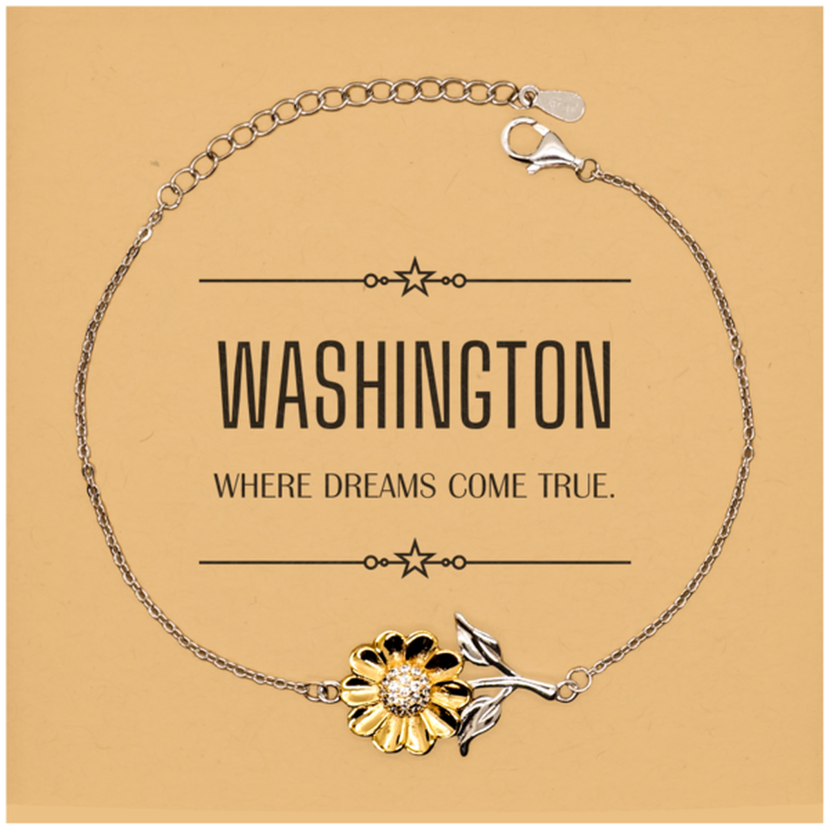 Washington State Sunflower Bracelet - Where Dreams Come True | Inspirational Gift