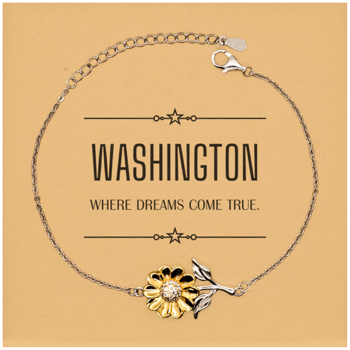 Love Washington State Sunflower Bracelet, Washington Where dreams come true, Birthday Christmas Inspirational Gifts For Washington Men, Women, Friends