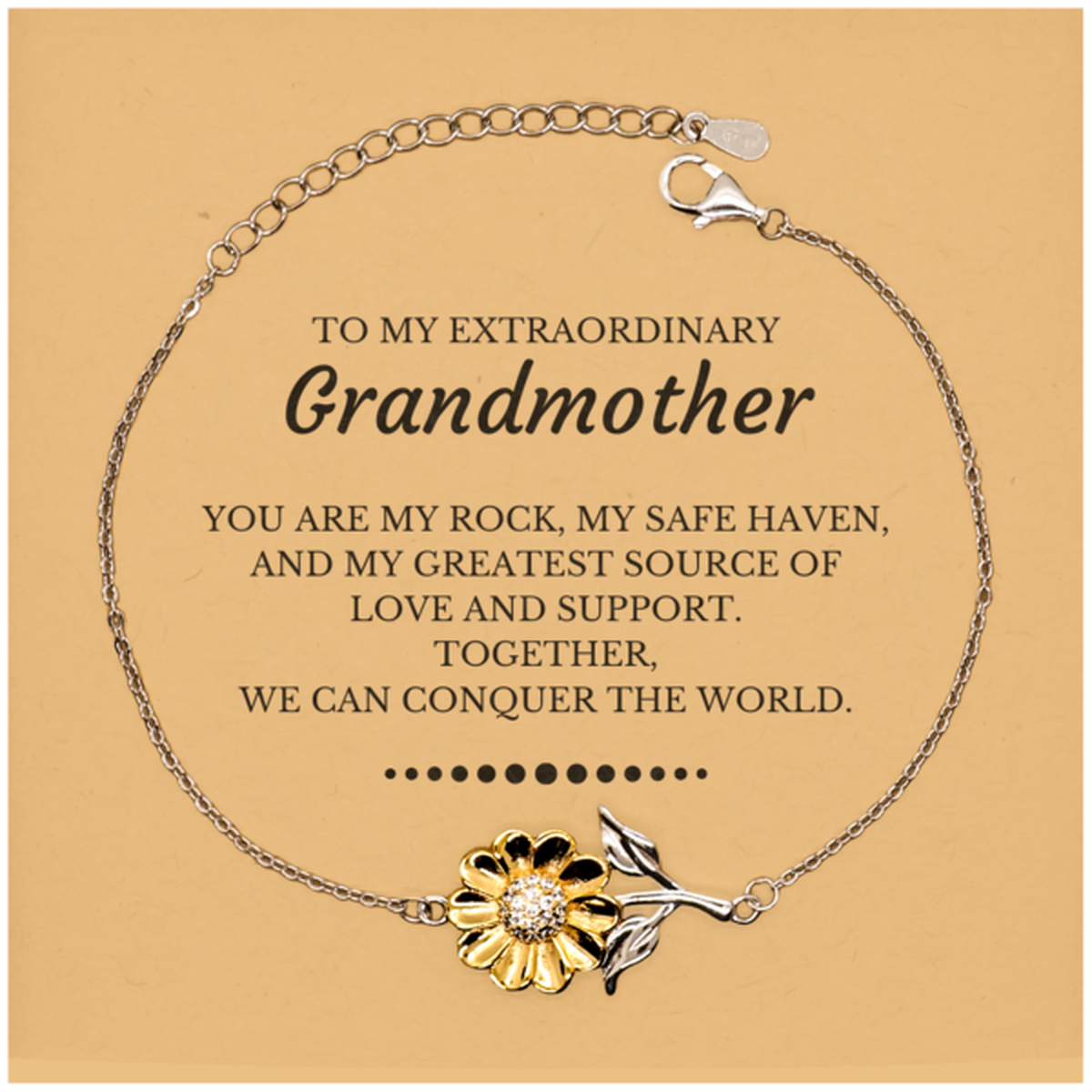 Grandmother Sunflower Bracelet - Together We Can Conquer the World | Birthday & Christmas Gift