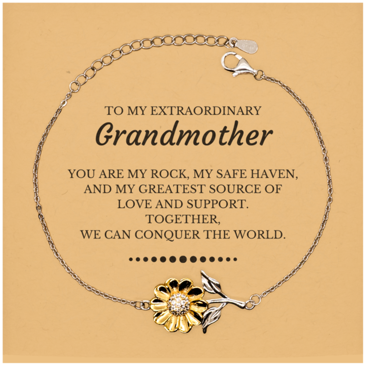 To My Extraordinary Grandmother Gifts, Together, we can conquer the world, Birthday Christmas Sunflower Bracelet For Grandmother, Christmas Gifts For Grandmother