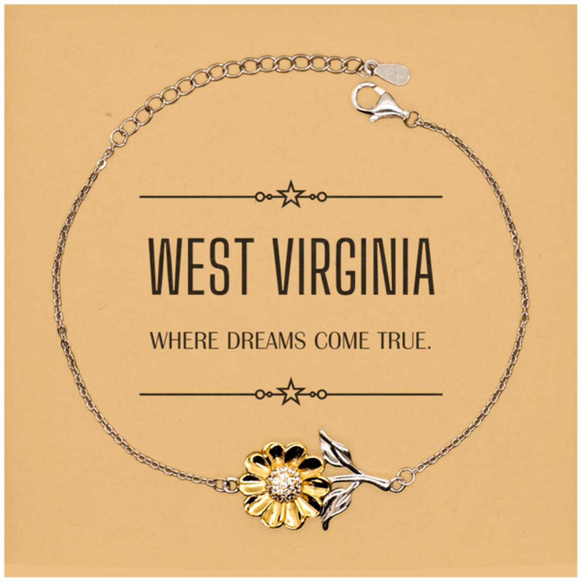 West Virginia Sunflower Bracelet - Where Dreams Come True | Inspirational Gift