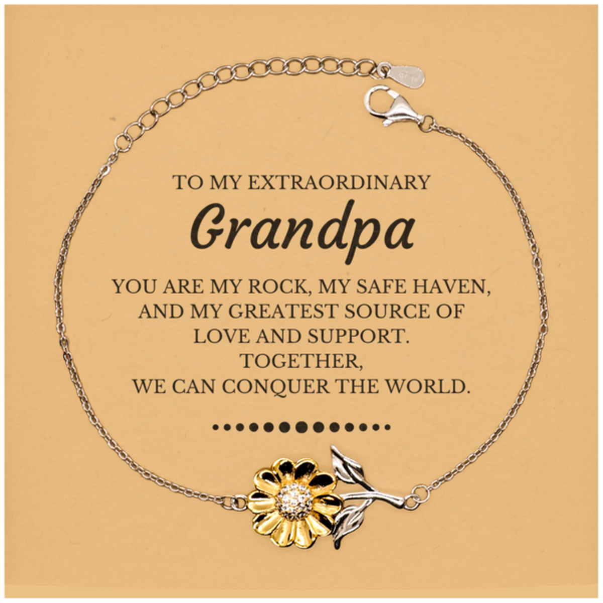Grandpa Sunflower Bracelet - Together, We Can Conquer the World | Birthday & Christmas Gift