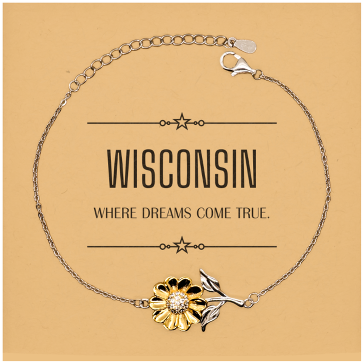 Wisconsin Sunflower Bracelet - Where Dreams Come True | Inspirational Gift