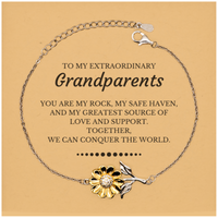 Load image into Gallery viewer, Grandparents Sunflower Bracelet - Together We Can Conquer the World | Birthday and Christmas Gift
