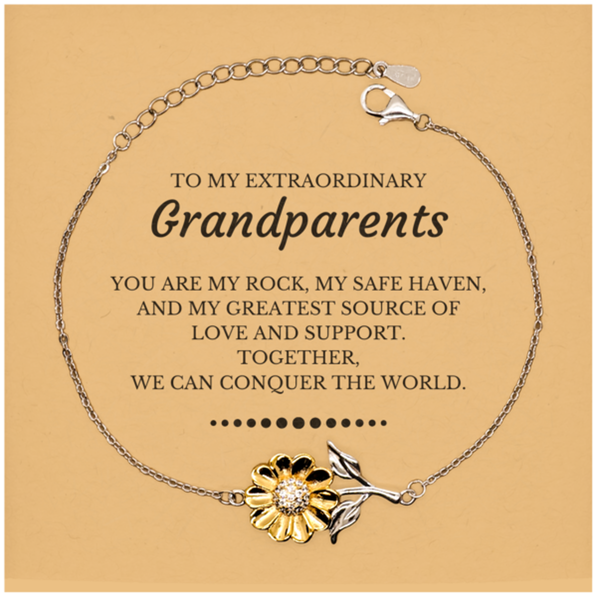 Grandparents Sunflower Bracelet - Together We Can Conquer the World | Birthday and Christmas Gift