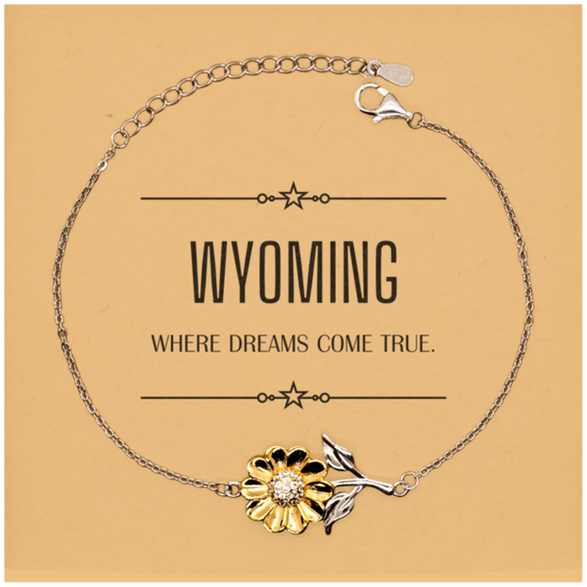 Love Wyoming State Sunflower Bracelet, Wyoming Where dreams come true, Birthday Christmas Inspirational Gifts For Wyoming Men, Women, Friends