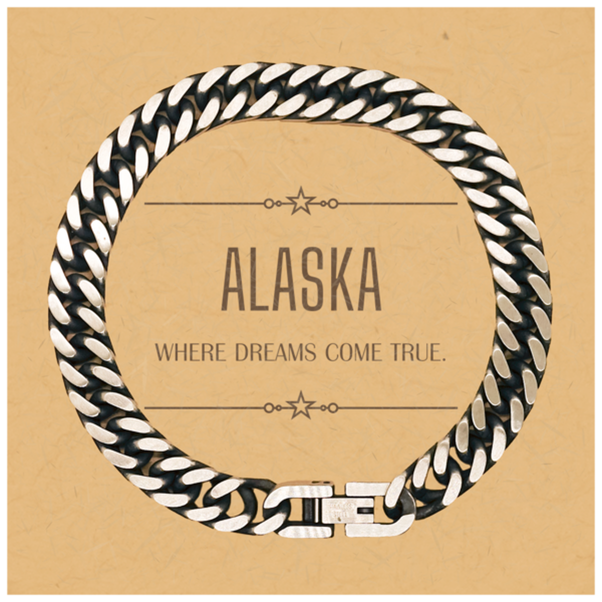 Love Alaska State Cuban Link Chain Bracelet, Alaska Where dreams come true, Birthday Christmas Inspirational Gifts For Alaska Men, Women, Friends