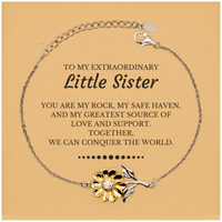 Load image into Gallery viewer, Little Sister Sunflower Bracelet - Together, We Can Conquer the World | Birthday &amp; Christmas Gift
