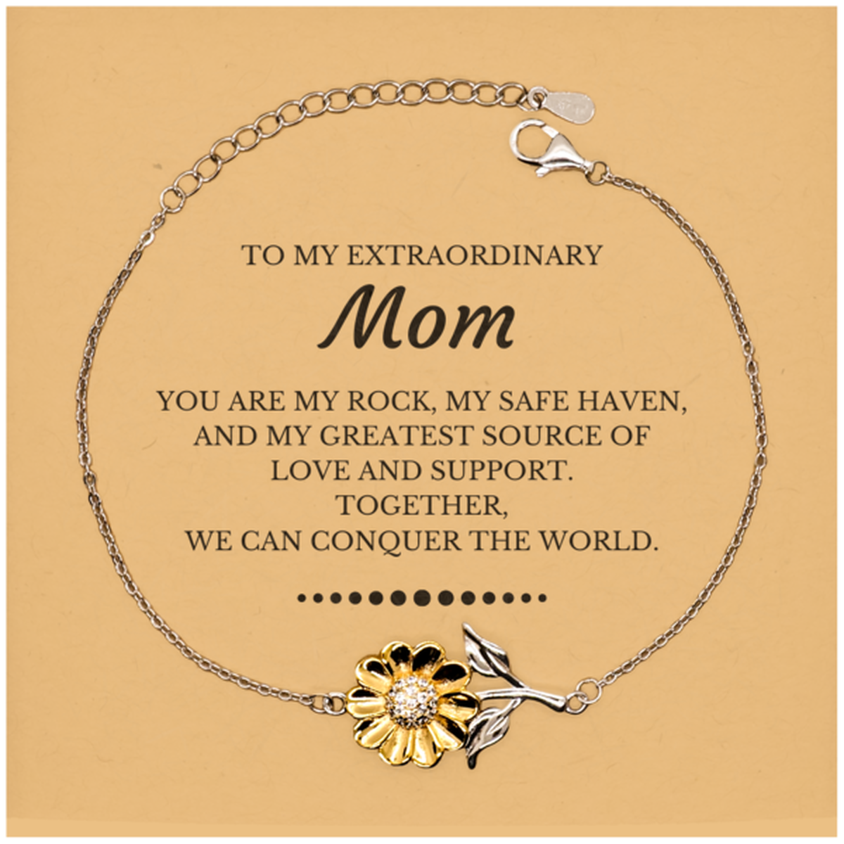 Mom Sunflower Bracelet - Together, We Can Conquer the World | Meaningful Gift