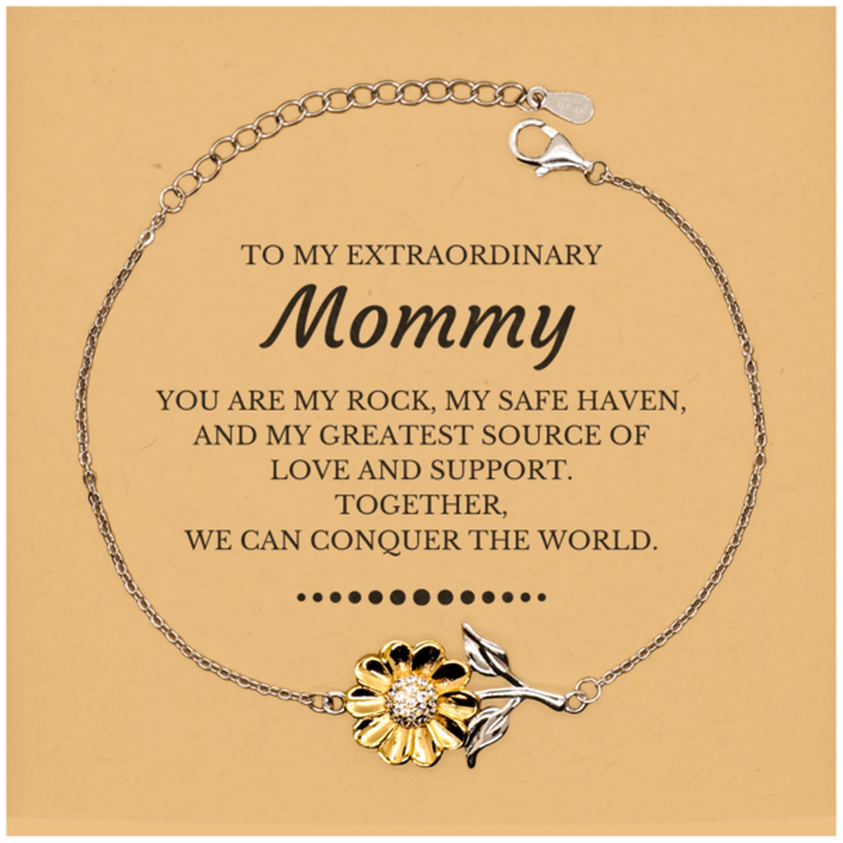 Mommy Sunflower Bracelet - Together, We Can Conquer the World | Birthday & Christmas Gift
