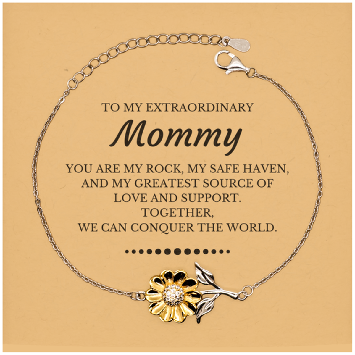 To My Extraordinary Mommy Gifts, Together, we can conquer the world, Birthday Christmas Sunflower Bracelet For Mommy, Christmas Gifts For Mommy