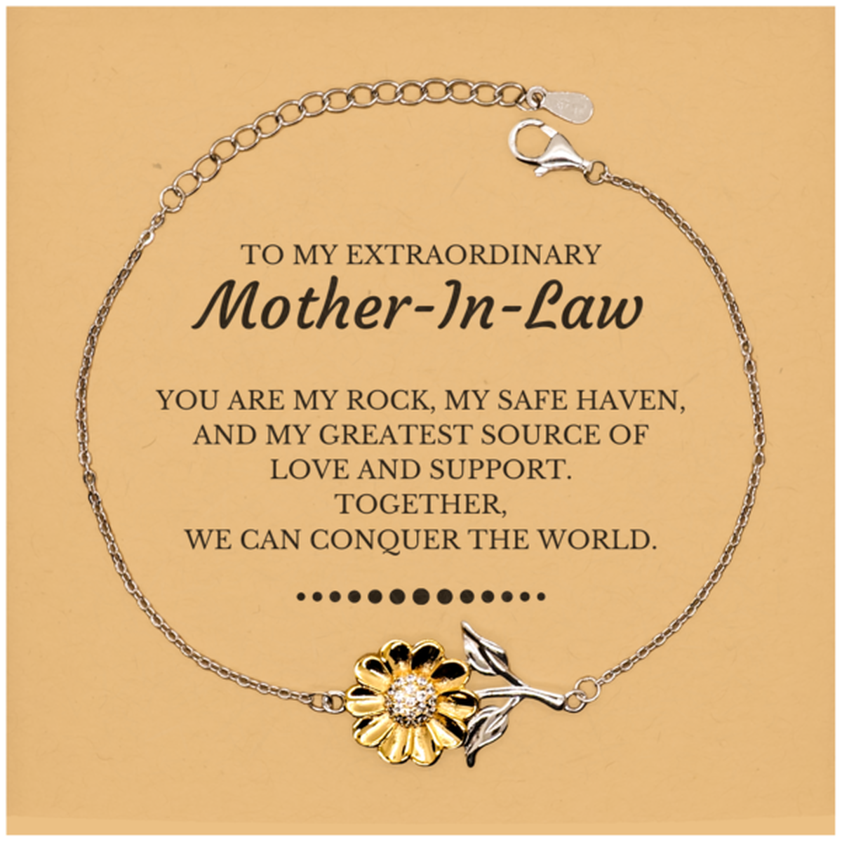 Mother-In-Law Sunflower Bracelet - Together, We Can Conquer the World | Birthday & Christmas Gift