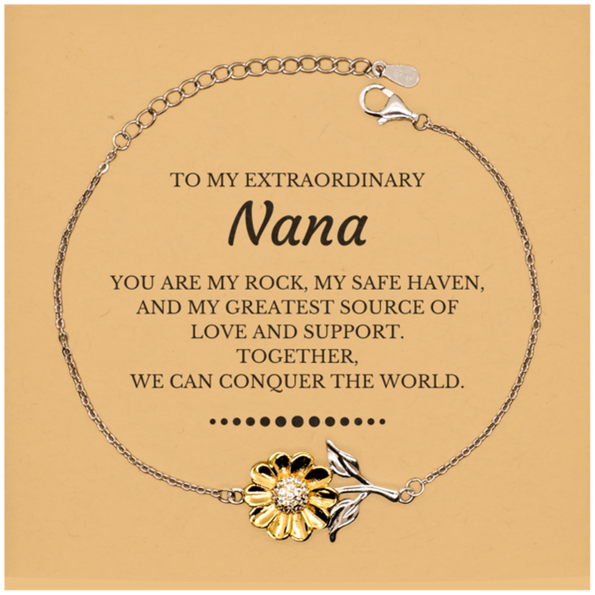 To My Extraordinary Nana Gifts, Together, we can conquer the world, Birthday Christmas Sunflower Bracelet For Nana, Christmas Gifts For Nana