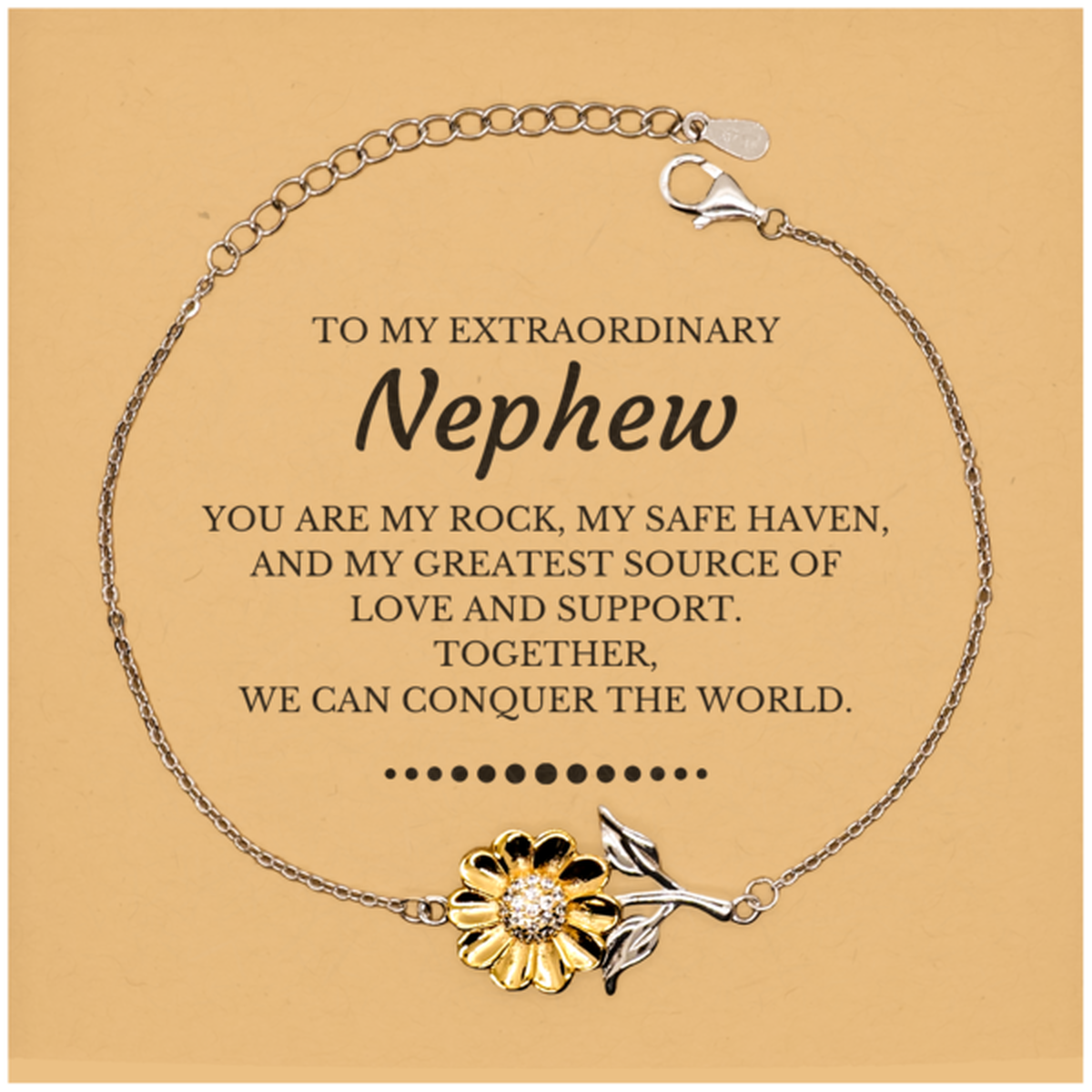 Nephew Sunflower Bracelet - Together, We Can Conquer the World | Birthday & Christmas Gift
