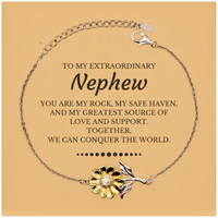 Load image into Gallery viewer, Nephew Sunflower Bracelet - Together, We Can Conquer the World | Birthday &amp; Christmas Gift
