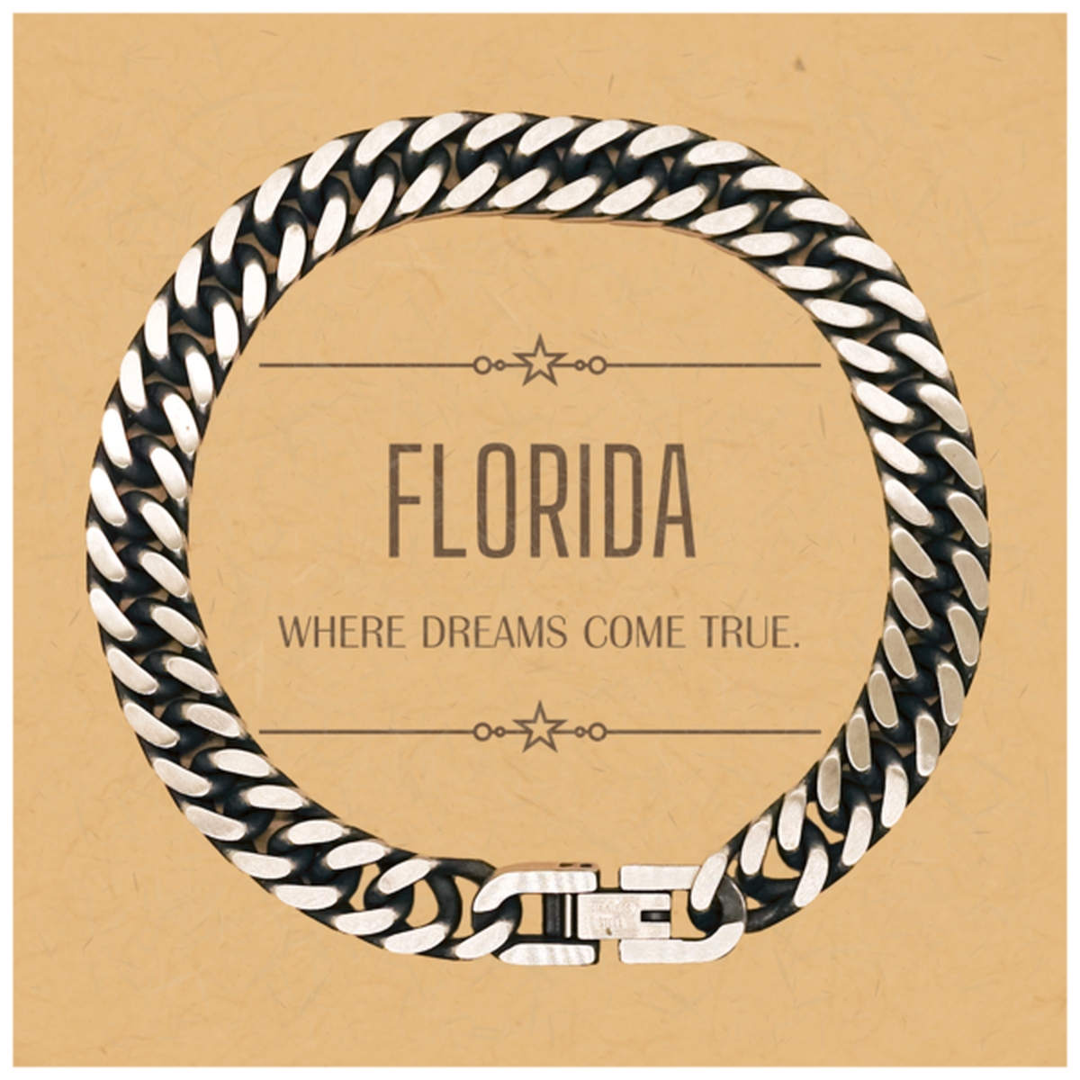 Love Florida State Cuban Link Chain Bracelet, Florida Where dreams come true, Birthday Christmas Inspirational Gifts For Florida Men, Women, Friends