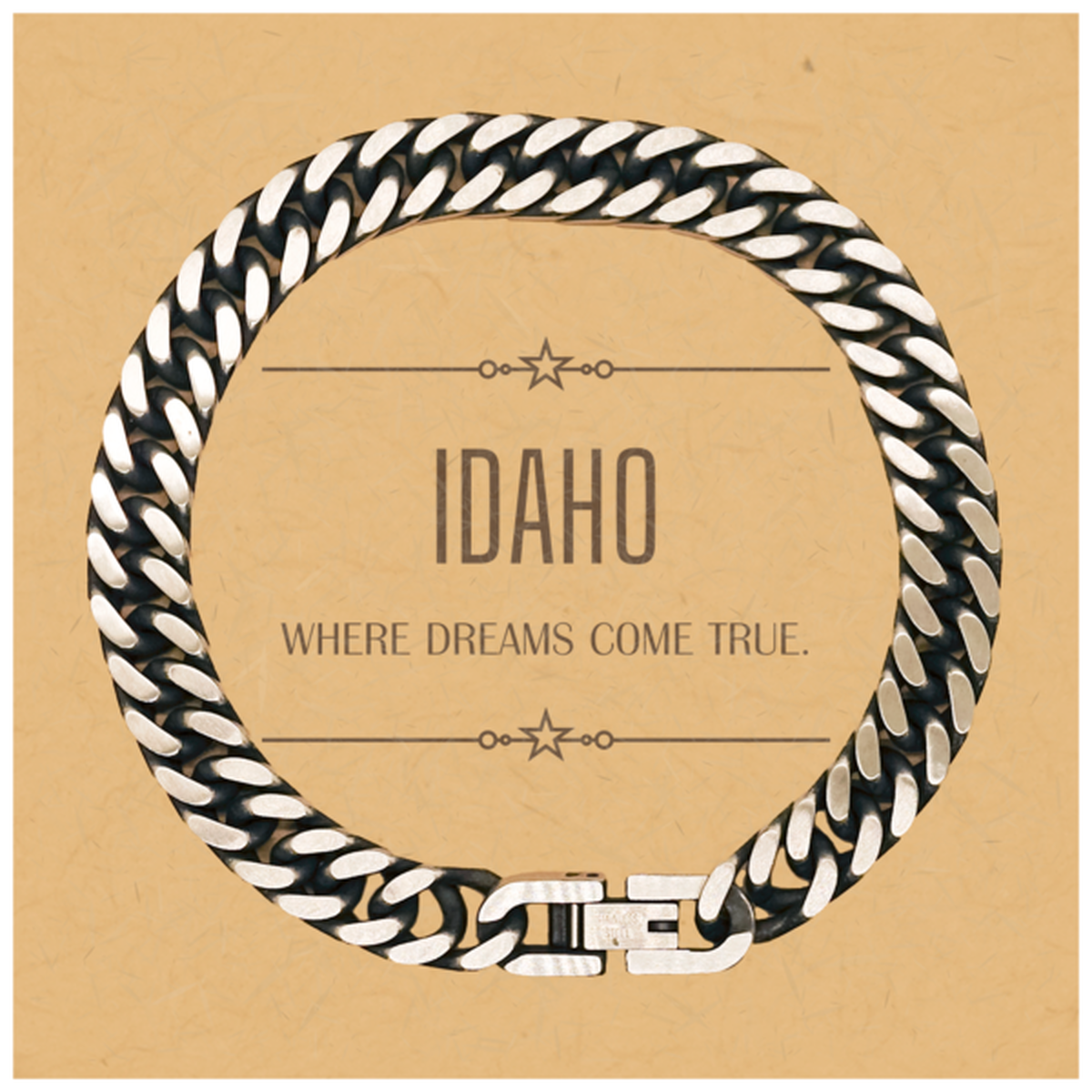 Love Idaho State Cuban Link Chain Bracelet, Idaho Where dreams come true, Birthday Christmas Inspirational Gifts For Idaho Men, Women, Friends