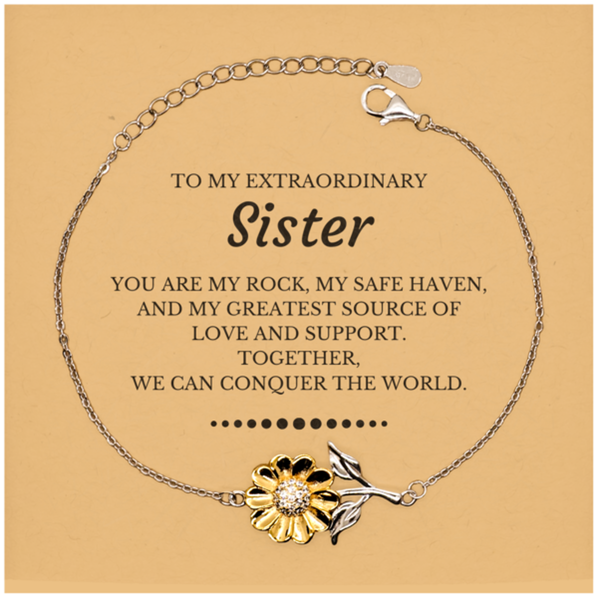 Sister Sunflower Bracelet - Together, We Can Conquer the World | Birthday & Christmas Gift