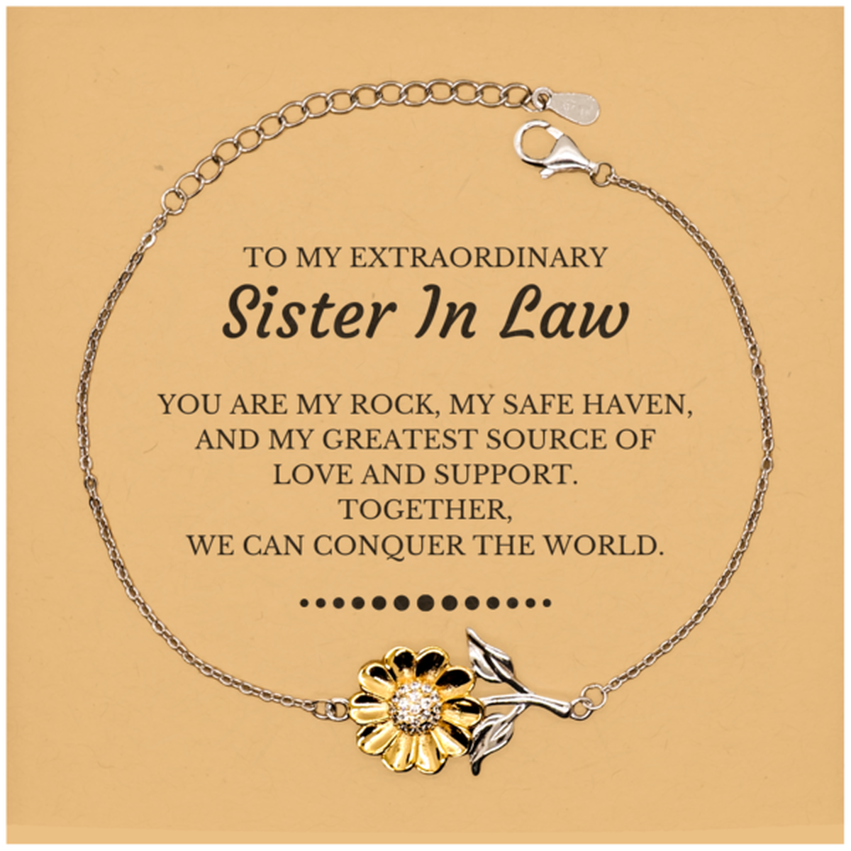 Sister In Law Sunflower Bracelet - Together We Can Conquer the World | Birthday & Christmas Gift