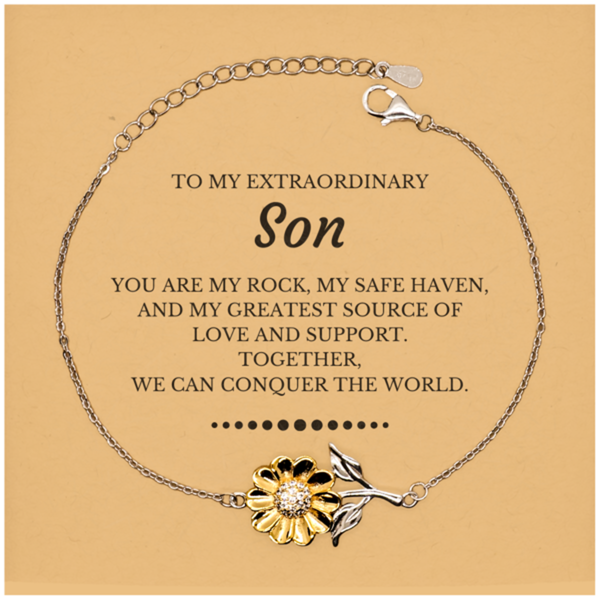 Son Sunflower Bracelet - Together, We Can Conquer the World | Birthday & Christmas Gift