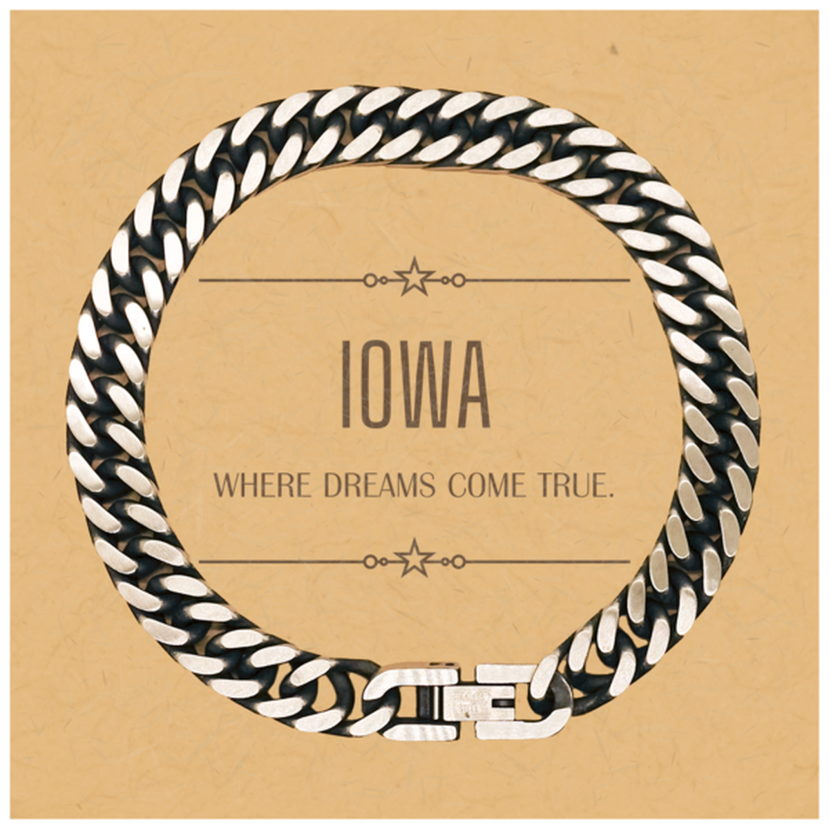 Love Iowa State Cuban Link Chain Bracelet, Iowa Where dreams come true, Birthday Christmas Inspirational Gifts For Iowa Men, Women, Friends