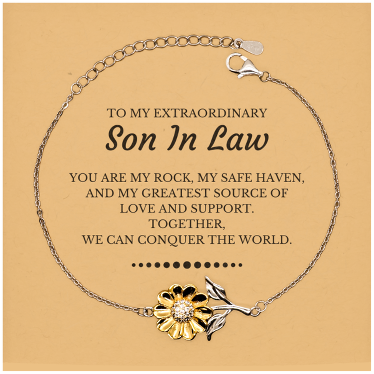 Son In Law Sunflower Bracelet - Together We Can Conquer the World | Christmas Gift