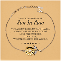 Load image into Gallery viewer, Son In Law Sunflower Bracelet - Together We Can Conquer the World | Christmas Gift
