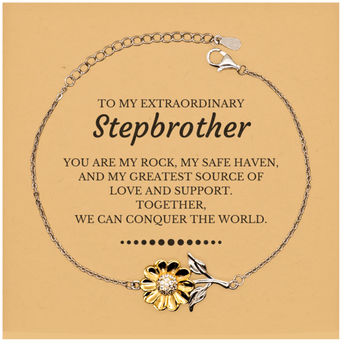 Stepbrother Sunflower Bracelet - Together, We Can Conquer The World | Birthday & Christmas Gift