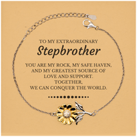 Load image into Gallery viewer, Stepbrother Sunflower Bracelet - Together, We Can Conquer The World | Birthday &amp; Christmas Gift
