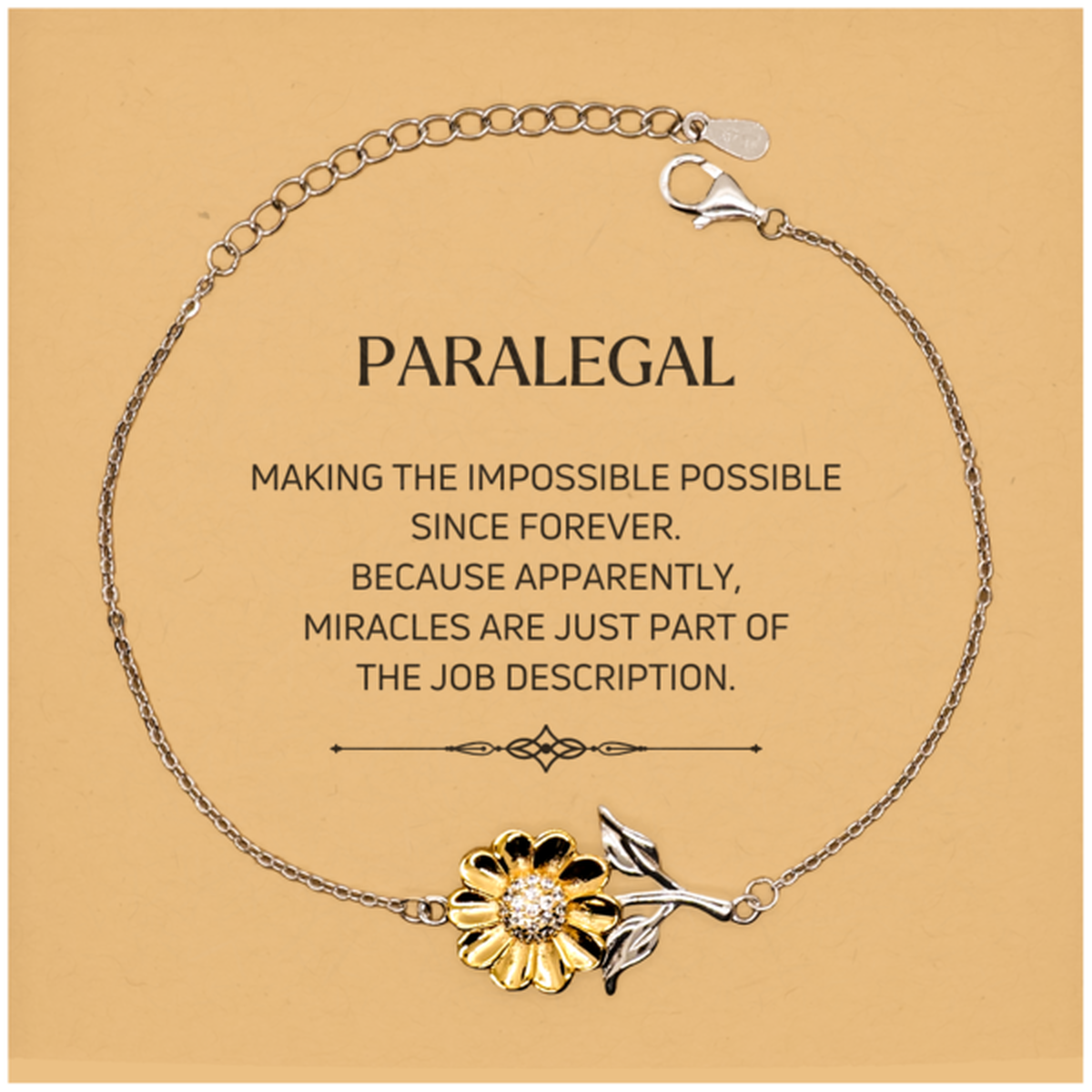 Paralegal Sunflower Bracelet - Miracles are part of the job | Inspirational Gift