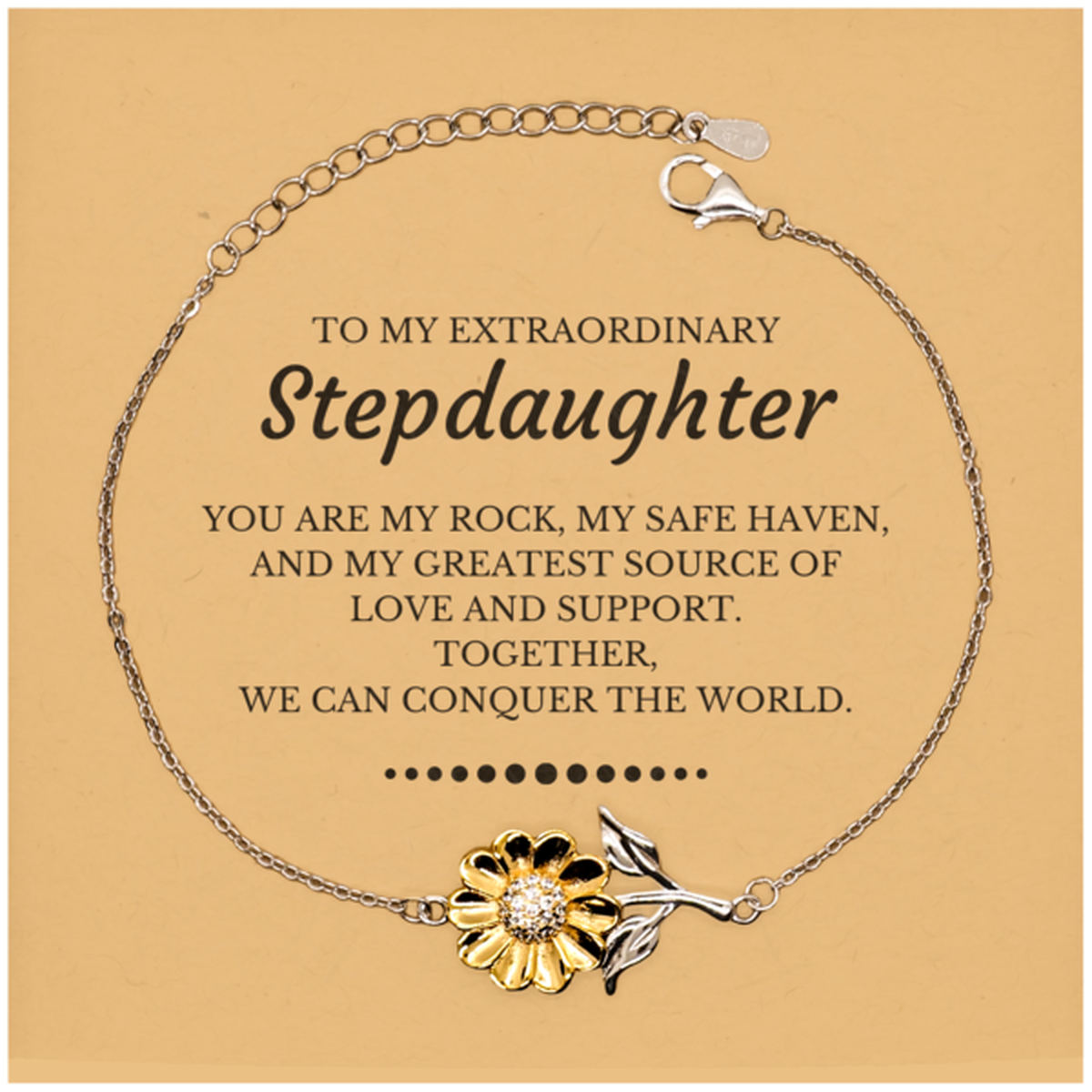 Stepdaughter Sunflower Bracelet - Together We Can Conquer the World | Birthday & Christmas Gift