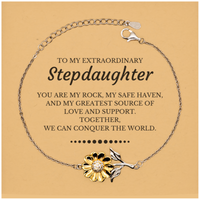 Load image into Gallery viewer, Stepdaughter Sunflower Bracelet - Together We Can Conquer the World | Birthday &amp; Christmas Gift
