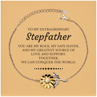 Load image into Gallery viewer, Stepfather Sunflower Bracelet - Together, We Can Conquer the World | Christmas Gift
