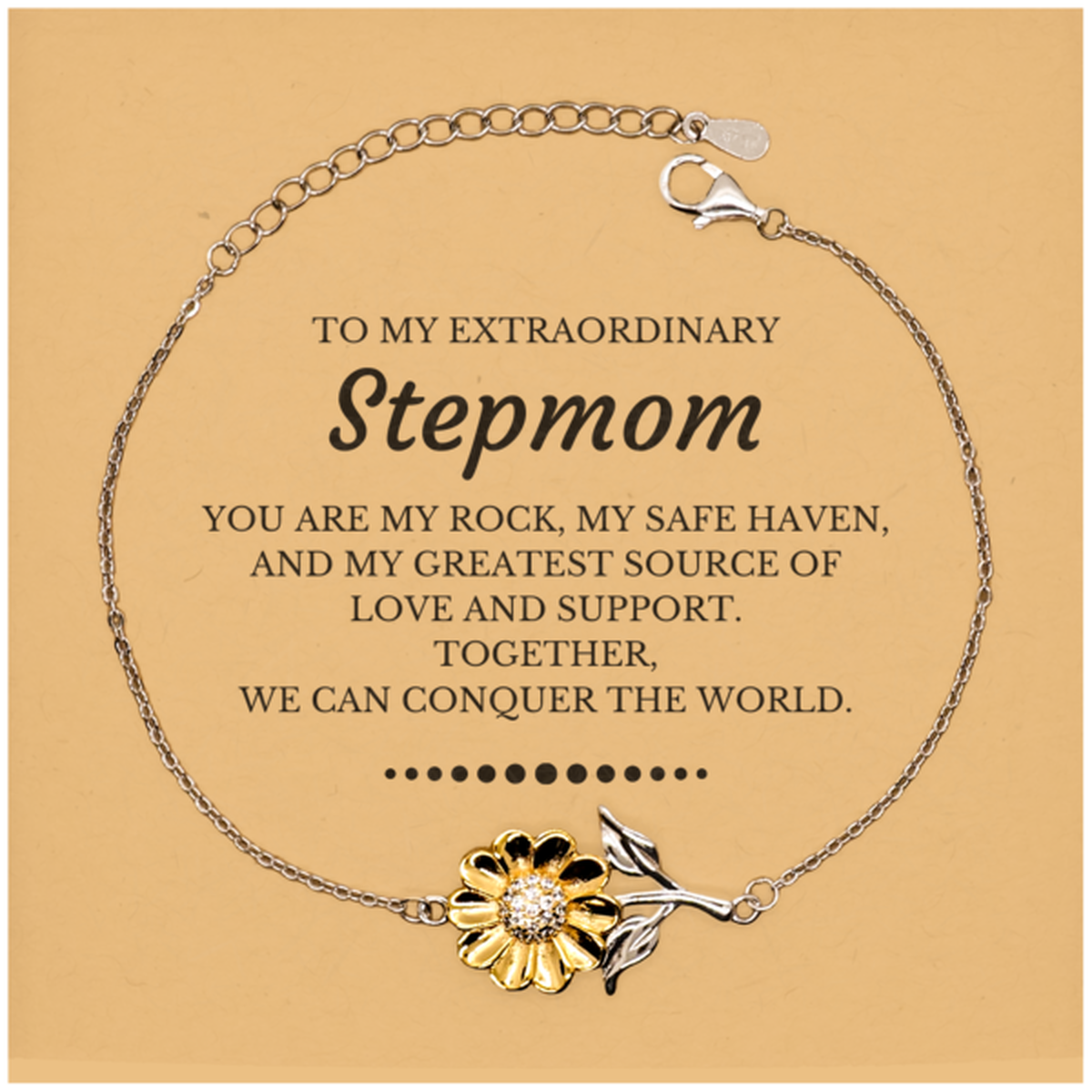 Stepmom Sunflower Bracelet - Together We Can Conquer the World | Birthday and Christmas Gift